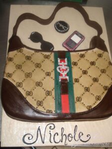 Custom Designed Gucci Purse Cake Adult and Teen Birthday Cakes