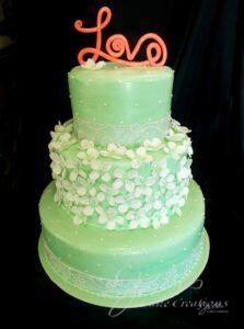 Love and Flowers Green Anniversary Cake Santa Clarita