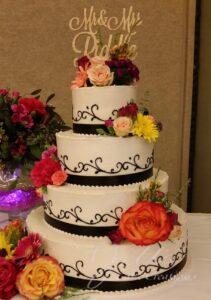 Basic Wedding Cakes Santa Clarita Black and White Flowers