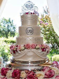 Custom Wedding Cakes Santa Clarita Quilted Flowers and Pearls