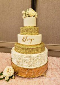 Custom Wedding Cakes Santa Clarita Gold Flowers