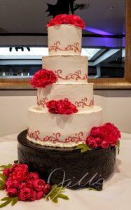 Basic Wedding Cakes Santa Clarita Roses Red Accents