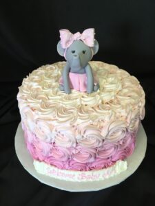 Elephant Topper Girls Baby Celebration Cake Santa Clarita