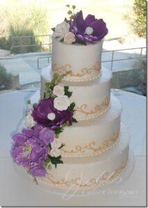 Basic Wedding Cakes Santa Clarita Tiered Purple Flowers Marble