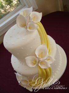 fondant calla lily engagement cake