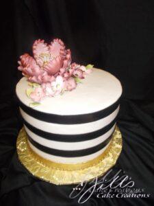 Gourmet cake with stripes and flowers los angeles