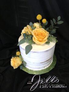 Engagement cake with fresh flowers los angeles