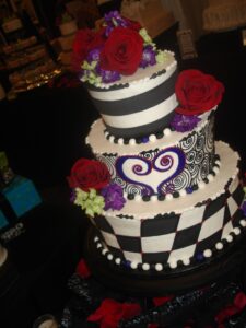 Custom Wedding Cakes Santa Clarita Checkered Roses Stripes